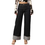 Jean brut large - la modeuse - modle  revers - couleur bleu fonc - coupe loose - taille standard