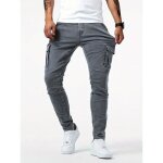 Jeans cargo coupe slim multi - poches casual pour homme - gris - insfity - mp215810952