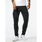 Jeans cargo homme insfity - coupe slim multi - poches noir