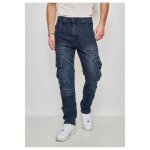 Jeans cargo bleu homme