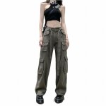 Jeans cargo nouveau jean taille haute femme pantalon large à bretelles multi - poches au design ample ... Jeans cargo nouveau jean taille haute femme pantalon large à bretelles multi - poches au design ample ...