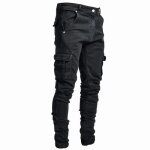 Jeans cargo jeans skinny pour hommes pantalon crayon slim multi - poches pour jeune homme Jeans cargo jeans skinny pour hommes pantalon crayon slim multi - poches pour jeune homme