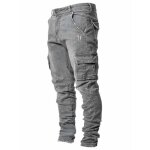 Jean crayon dchir en coton pour hommes - vitata - slim - taille haute - gris