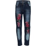 Jeans extensible rose brod pour filles - marque - modle - dark bleu - enfant - fille - slim