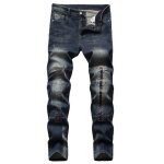 Jeans fashion homme vintage stretch coupe droite pantalon en jean 5 poches effet usé et délavé Jeans fashion homme vintage stretch coupe droite pantalon en jean 5 poches effet usé et délavé