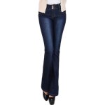 Jeans femme vass - insfity - flare taille haute - bleu fonc