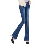 Jeans femme - insfity - taille haute slim bootcut - effet d�lav� confortable