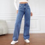 Jeans pour femmes pantalon droit en jean taille haute
