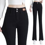 Jeans femme slim fit stretch taille haute pantalon en jean amincissant effet dlav - noir