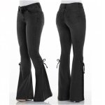Jeans femmes stretch taille moyenne pantalon - funmoon - slim - noir