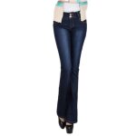 Jeans femme taille haute vas pantalon en jean slim bootcut stretch effet dlav confortable - bleu ...