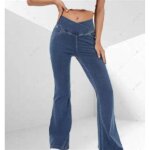 Jean flare - vitata - taille haute - bleu fonc - haute lasticit - femme
