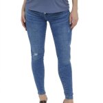 Jean de grossesse - vero moda - modle maternity - coupe skinny - bandeau de soutien - bleu