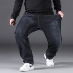 Jeans hommes baggy droit casual funmoon - noir - grande taille