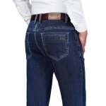 Jeans homme coupe droite stretch automne hiver jean business taille haute 5 pohces effet dlav - bleu ...