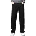 Jean pour homme coupe droite stretch casual pantalon en denim 5 poches confortable effet d�lav� - noir ...