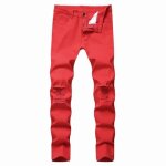 Jean homme jean coupe slim en denim dchir rouge