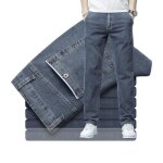 Jean homme coupe slim droite stretch casual pantalon en denim - insfity - bleu gris