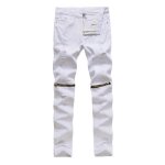 Jeans homme d�chir� - leoclotho - slim - blanc noir - fermeture �clair - fermeture � glissi�re d�corative ...