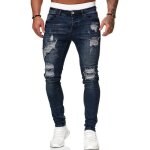 Jean hommejeans dchir hommespantalon homme slim stretch hommes denim jeans casual - bleu marin