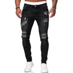 Jean homme - fondupin - jeans d�chir� hommes - noir - regular - adulte - taille standard