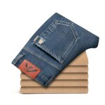 Jean homme double polaire elastique hiver automne - insfity - bleu - coupe droite