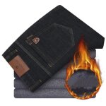 Jeans homme hiver chaude coupe droite doubl polaire pantalon en jean elegant taille haute 5 poches effet ...