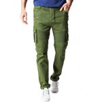 Jeans homme - leoclotho - cargo - tissu stretch - poches c�t�s - vert