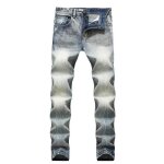 Jeans homme - leoclotho - luxe 34 - slim - bleu / blanc - �tir� individuellement