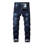 Jeans homme - leoclotho - luxe - bleu - slim - adulte - homme