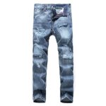 Jeans homme - leoclotho - trou� en baggy - tissu stretch - poches c�t�s - bleu clair