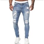 Jeans hommes pantalon en denim skinny cargo bleu - ecelen - lh0507pt110 - skinny - adulte - homme