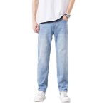 Jean homme regular droite grand taille casual pantalon en denim stetch 5 poches effet dlav - insfity ...