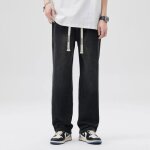 Jean homme regular droite taille elastique casual effet blanchi et délavé - insfity - noir gris Jean homme regular droite taille elastique casual effet blanchi et délavé - insfity - noir gris