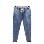 Jean homme regular fit d�lav� effet blanchi taille elastique - insfity - bleu clair - 69% coton