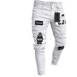 Jeans hommes skinny blanc - funmoon - patch trou déchiré - streetwear biker - slim fit vêtements crayon ... Jeans hommes skinny blanc - funmoon - patch trou déchiré - streetwear biker - slim fit vêtements crayon ...