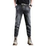Jean homme skinny slim fit d�lav� effet blanchi - insfity - taille elastique - gris