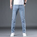 Jean homme stretch coupe droite - insfity - effet blanche et dlav - taille standard - bleu clair