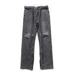 Jeans hommes style baggy vintage avec dchirures fit grande vtements masculin xh138 gris