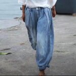 Jean boyfriend grande taille - fr94nwo - taille haute - bleu
