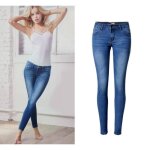 Jeans longs femmes - fr74nfp - slim taille basse - bleu - coton - style vintage Jeans longs femmes - fr74nfp - slim taille basse - bleu - coton - style vintage