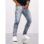 Jeans moto homme retro coupe slim casual extensible fashion - bleu clair Jeans moto homme retro coupe slim casual extensible fashion - bleu clair