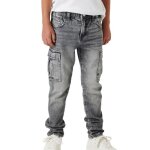 Jeans - name it - silas tap - enfant garon - gris - poches cargo - taille rglable