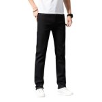 Jeans noir stretch pour homme coupe droite 5 poches classique casual pantalon en denim effet délavé - ... Jeans noir stretch pour homme coupe droite 5 poches classique casual pantalon en denim effet délavé - ...
