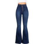 Jean pattes elphant femme youcai - taille haute - bootcut - vintage casual - bleu