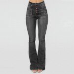 Jean skinny pour femme jean évasé jean extensible taille haute à simple boutonnage Jean skinny pour femme jean évasé jean extensible taille haute à simple boutonnage
