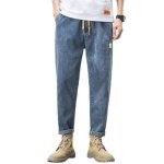 Jean skinny homme regular fit dlav effet blanchi - insfity - taille elastique - bleu clair
