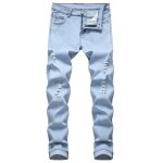 Jean slim fit homme insfity - effet abrasion et dlav - bleu clair