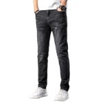 Jeans slim fit stretch homme 5 poches pantalon en denim noir effet usé et délavé Jeans slim fit stretch homme 5 poches pantalon en denim noir effet usé et délavé