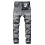 Jeans slim fit stretch homme 5 poches pantalon en jean fashion effet us et dlav - gris